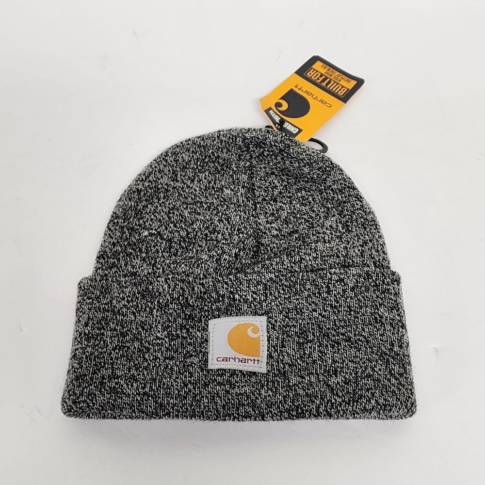 Carhartt Adult One Size Knit Cuffed Beanie Winter Hat Black/White‎ Heather